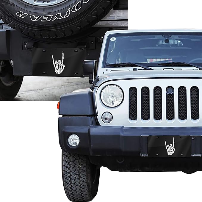 Front License Plate Skull Finger Love Vanity Plates Aluminum Metal Decorative Car Tag Novelty License Plate Cover for Men Women 6 * 12 in (4 Holes)