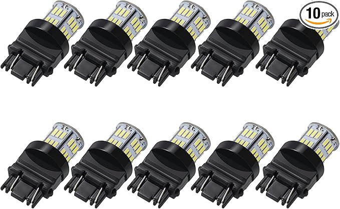 10 Packs LED Light Bulbs Super Bright 3157 3156 3057 4057 4157 for Cars 12V Non-Polarity 39-SMD LED Chipsets with Projector for Turn Signal Lights Taillights Replacement (White)
