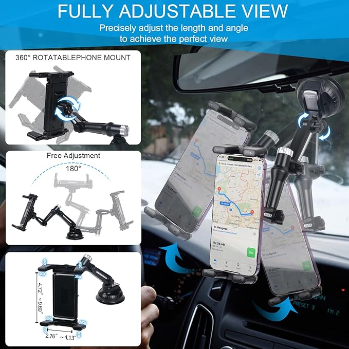 5 in 1 car Phone Holder, car Dashboard Windshield Phone Mount, Suitable for iPhone15 14 iPhone13 promax, Samsung Z Fold 7 6 5, All Smartphones