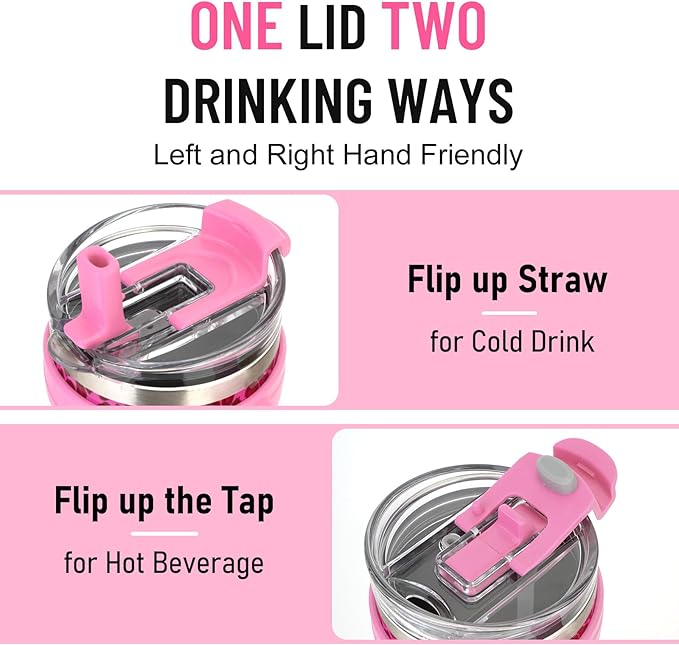 Zukro 40 oz Tumbler With Handle And Straw, Leak-proof Closable Flip Straw Lid, Insulated Stainless Steel Coffee Cup for Hot and Cold Drinks, Travel Mug Fit in Cup Holder, Dishwasher Safe