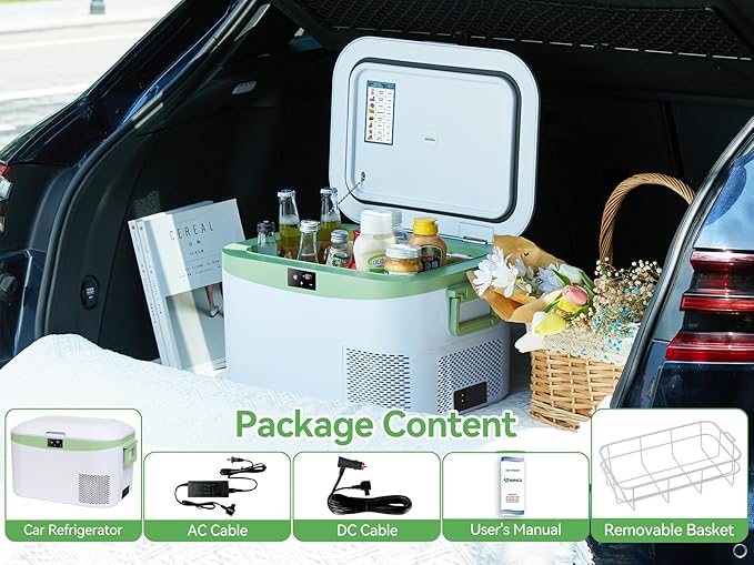 Car Refrigerator, Portable Car Fridge 12V Refrigerator 13.5 Quart (White)