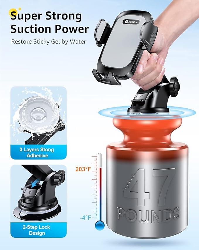 [2025 Stable Nano Suction Cup Phone Mount for Car Universal Hands-Free Suction Cell Phone Holder for Car Dashboard Air Vent Car Phone Holder Mount for Samsung iPhone 16 15 14 Plus Pro Max