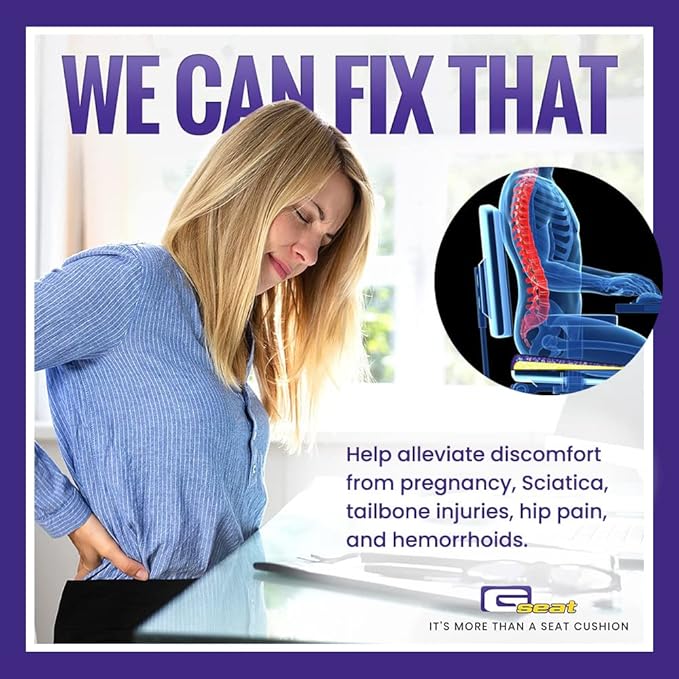 GSeat Elite Orthopedic Gel and Foam Seat Cushion for Coccyx, Back, Tailbone, Prostate, Postnatal, and Sciatica - Black
