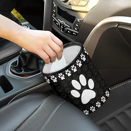Cute Dog Paw Print Car Trash Can, 3L, 1 Count - Multi-Purpose, Waterproof, Leak-Resistant, Easy to Clean, Car Interior Decoration