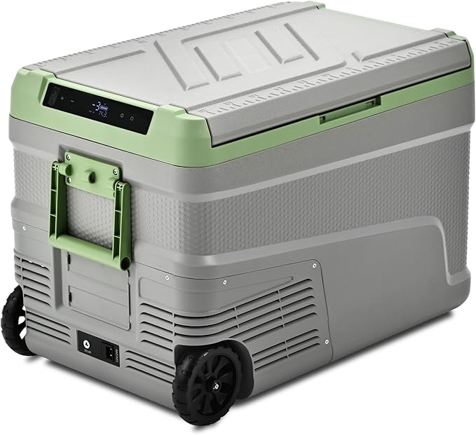 EUHOMY 12 Volt Refrigerator, 48QT Electric Cooler Usable Battery, Car Refrigerator 0℉~68℉, 12V Fridge 12/24V DC 110-240V AC, Portable Freezer with Wheels for Camping, Travel, Truck, Outdoor