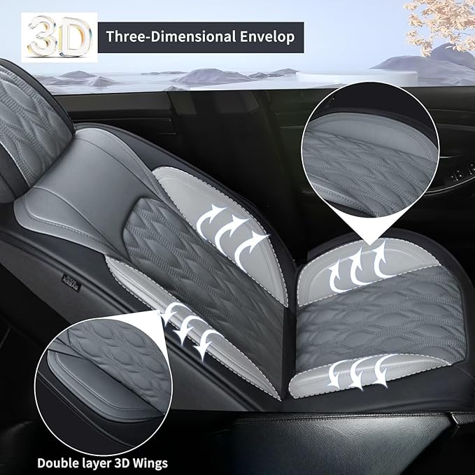 Seat Covers Fit for Nissan Frontier 2009-2024 2025 Full Set,Faux Leather Car Seat Cover Waterproof for Frontier Vehicle Automotive Cushion (5 Seats,Black&Dark Grey)