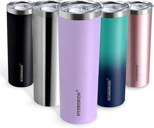 HYDROWION Triple-Insulated Tumblers - Stainless Steel with Lid and Straw, 20 oz Water Bottle, Stainless Steel Cups, Coffee Travel Mug for Home & Office Lavender