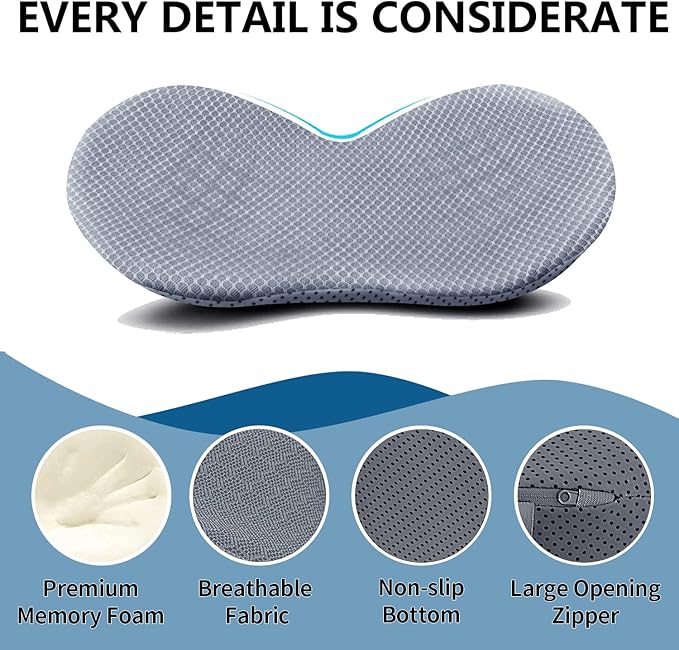 Car Seat Cushion, Memory Foam Seat Pad for Sciatica and Lower Back Pain Relief, Seat Cushion for Car Seat Driver (Gray)