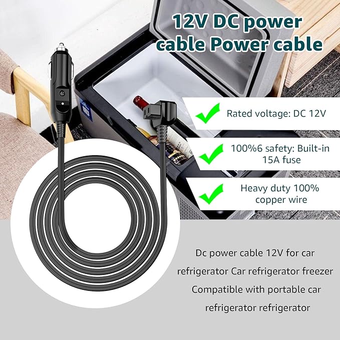 DC Power Cord Compatible with alpicool, Bodega, euhomy, bougeRV, ARB, ICECO, Setpower, JoyTutus for Most 12V/24V Car Refrigerator