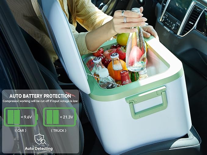 Car Refrigerator, Portable Car Fridge 12V Refrigerator 13.5 Quart (White)