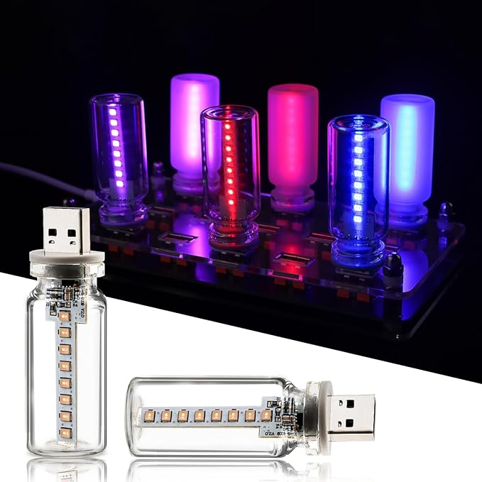 2PCS USB Lights for Car, Retro LED Car Interior Lamp Ambient Lighting, Universal USB Plug Lights for Cars, bedrooms, Camping, Parties, Clear Glass Bottle Decorative Night Light, Purple Light