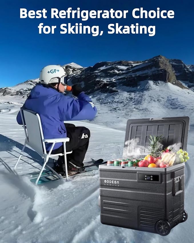 BODEGACOOLER 12 Volt Car Refrigerator,68Quart(65L) Camping Fridge,RV Portable Freezer Single Zone,with APP Control,-4℉-68℉ Car Cooler,12/24V DC and 100-240V AC,for Travel,Truck,Outdoor,Vehicles