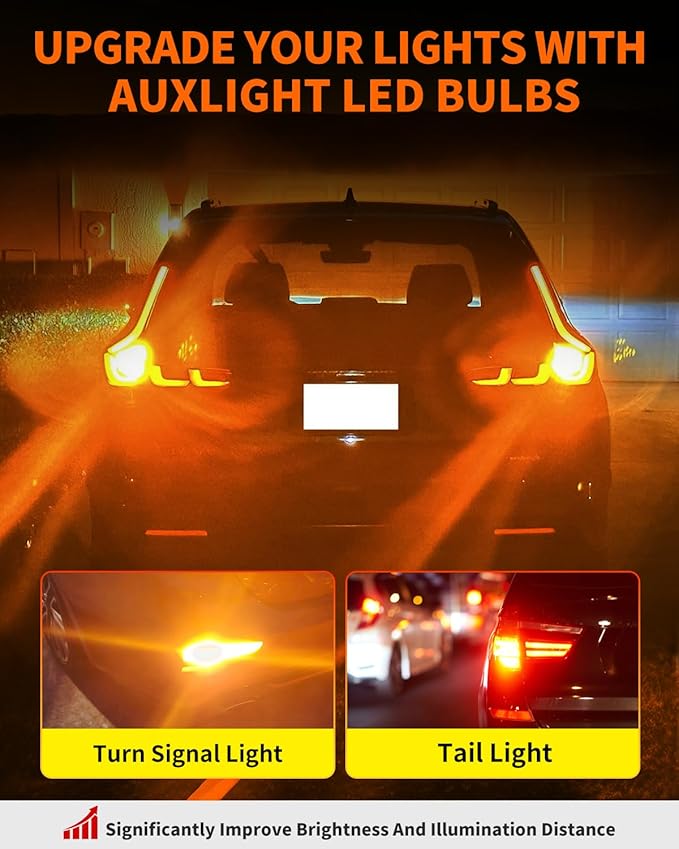 AUXLIGHT 1156 LED Bulbs 54-SMD 300% Super Bright BA15S 7506 1141 1003 LED Light Replacement for Car Truck Turn Signal Side Marker Lights & RV Camper Trailer Interior Lights, Amber Yellow(Pack of 6)