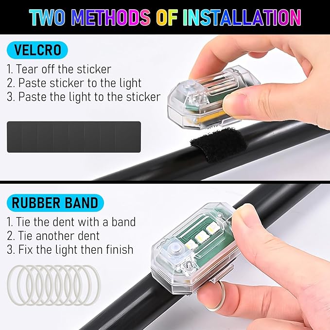 Wireless LED Lights for Car,Wireless Rock Lights with 8 Colors 10 Modes,Rechargeable LED Strobe Warning Light with Remote Control for Motorcycle,Bicycles,Drone,e-Scooter, Boats, Camping
