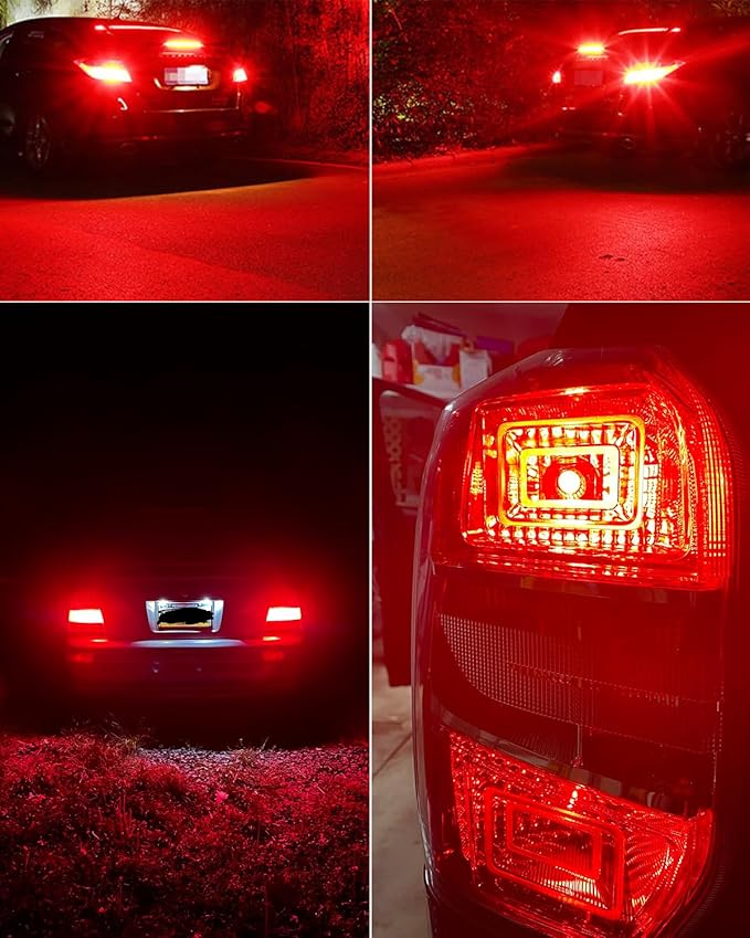 1157 LED Bulb Red for Tail Lights Brake Lights, Super Bright 2357 2057 7528 BAY15D P21/5W LED Bulbs Replacement for Brake Stop Tail Light, Pack of 4