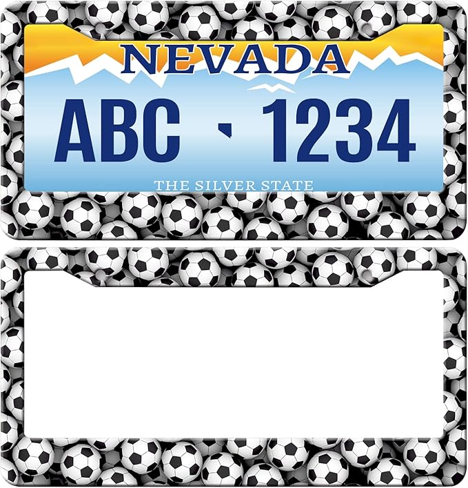 MIOAOSRT Soccer Balls License Plate Frame Soccer Sport License Plate Cover Car Tag Holder Metal License Plate Frame Fits Standard U.S.Vehicles 12x6 Inch