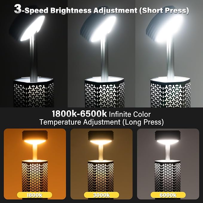 Telescopic Camping Light - 10500mAh Rechargeable Camping Lantern with Storage Bag, Dimmable Magnetic Tent Lamp, Waterproof Camping Lights Outdoor Emergency Lights for Home Power Outage, Hiking -Green
