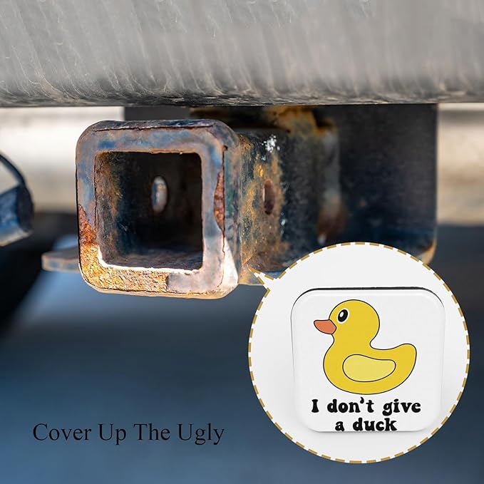 Funny Duck Hitch Receiver Cover 2" I Don't Give A Duck Happy Logo Cartoon Animal Trailer Hitch Cover Tube Cap Rubber Universal 2 Inch Receiver Plug Insert for Trucks Cars