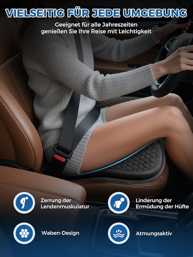 Honeycomb Car Gel Seat Cushion Soft Breathable Maintain a Refreshing Feel Relieve Hip Pressure This Seat Cushion Suitable For All Seasons for Car Office Home Wheelchair Chair Long Sitting Use