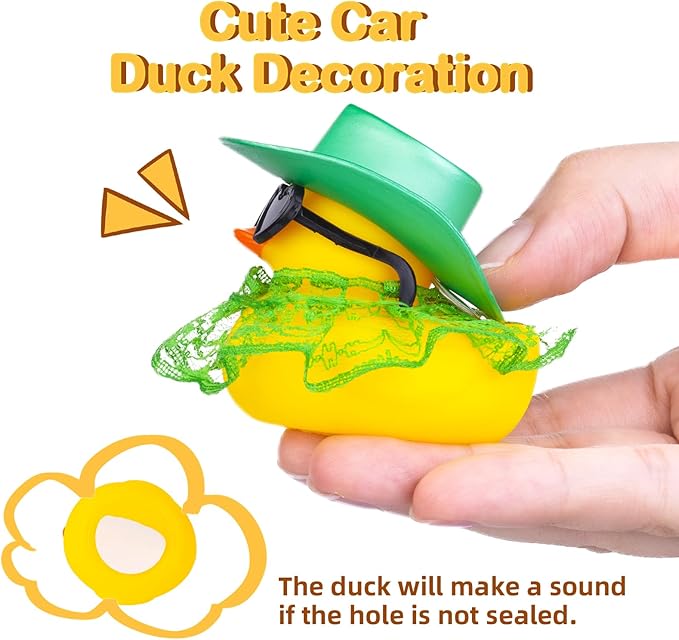 Cute Duck Car Dashboard Decoration with Mini Hat Sunglasses and Skirt, JJ075E1