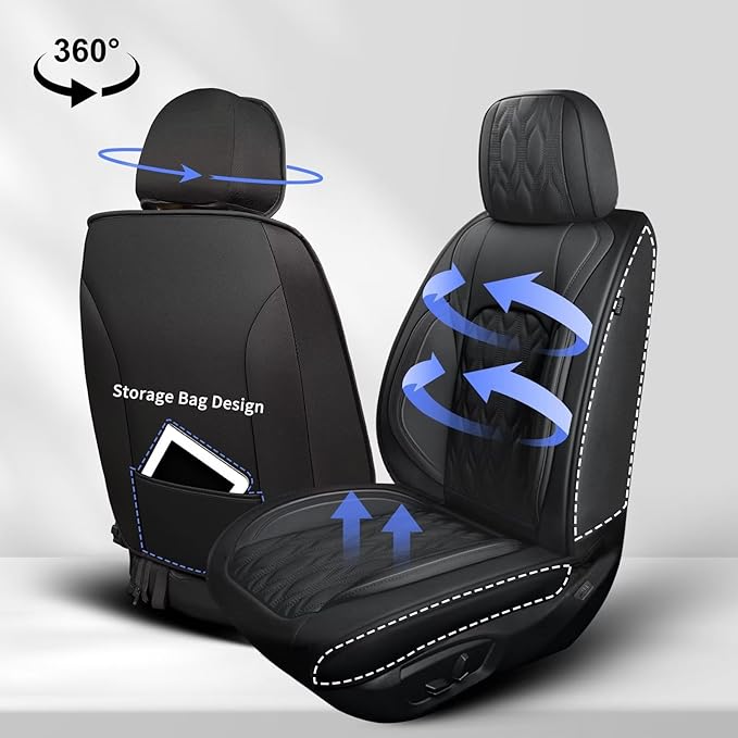 Seat Covers Full Set Fit for Nissan Frontier 2009-2023 2024 2025 Leather Seat Covers for Car - Automotive Seat Protectors Cushion Waterproof (5 Seats,Black)