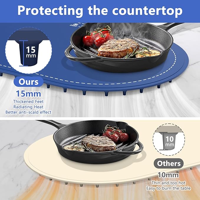 Warming Mat for Food,Temperature Adjustable Food Warmers for Parties Buffet with Timer,Silicone Food warming trays with Heat Proof Base,Roll Up Food Heating Mat for Home & Travel(Blue)