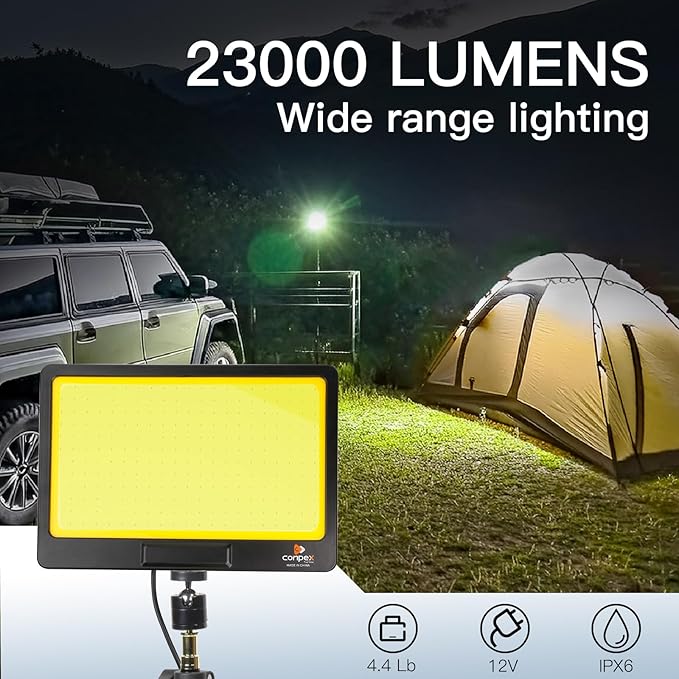 CONPEX Corded Led Camping Lights 23000 Lumens Telescoping Camping Light Tripod, Night Fishing Lights for Bank Portable Outdoor Light with Stand Led Work Light Camp Light Telescopic 12V Light Campsite