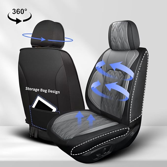 Seat Covers Fit for Nissan Frontier 2009-2024 2025 Full Set,Faux Leather Car Seat Cover Waterproof for Frontier Vehicle Automotive Cushion (5 Seats,Black&Dark Grey)