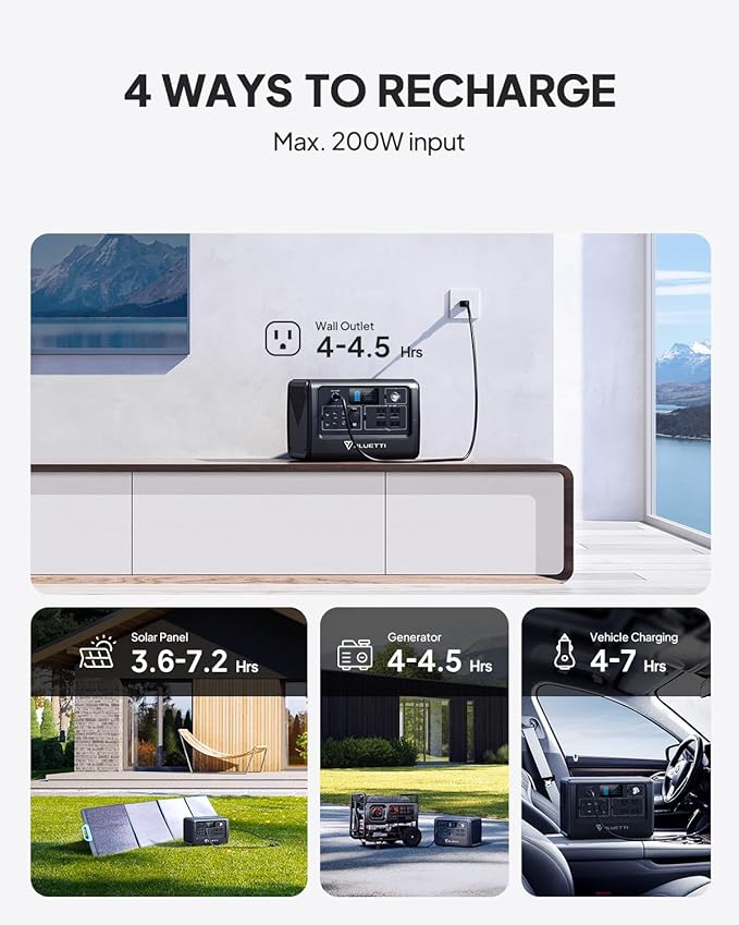 BLUETTI Portable Power Station EB70S, 716Wh LiFePO4 Battery Backup w/ 4 800W AC Outlets (1400W Peak), 100W Type-C, Solar Generator for Road Trip, Off-grid, Power Outage (Solar Panel Optional)