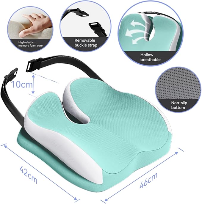 Seat Cushions for Office Chairs Wheelchair Cushion for Long Sitting Back Pain,Memory Foam Seat Car Computer Desk Chair Cushion,Coccyx Cushion for Tailbone Pain Relief Cushion Office Chair Butt Pillow