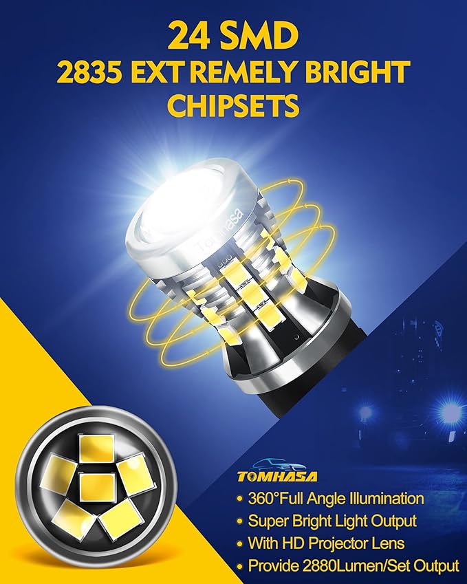 1157 LED Bulbs Reverse Light 6000K White BAY15D 7528 2057 2357 LED Replacement Bulbs for Backup Reverse Lights Turn Signal Lights Brake Blinker Lights Tail Lights DRL Pack of 2