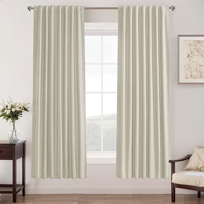 UHITECH Blackout Curtains 72 Inches Long for Bedroom 2 Panels Set 100% Black Out Curtain for Living Room Darkening Drapes Natural Beige Drapes Neutral Thermal Insulated