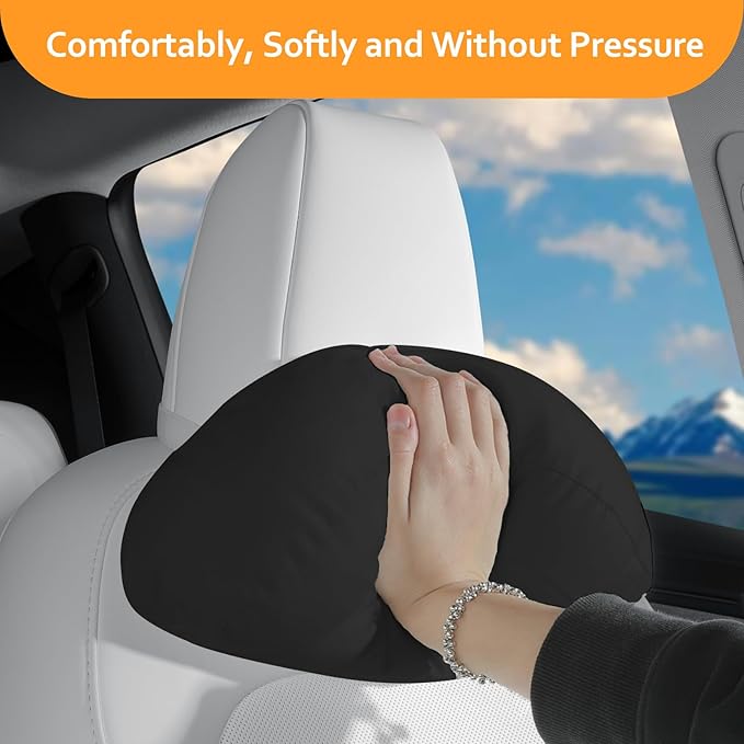 Soft car headrest for Model 3 Y S X Highland Juniper Accessories Complies with The Original OEM Factory Standards No Pressure no Odor Easy to Clean Pain Relief Car Neck Pillow 1pc Black