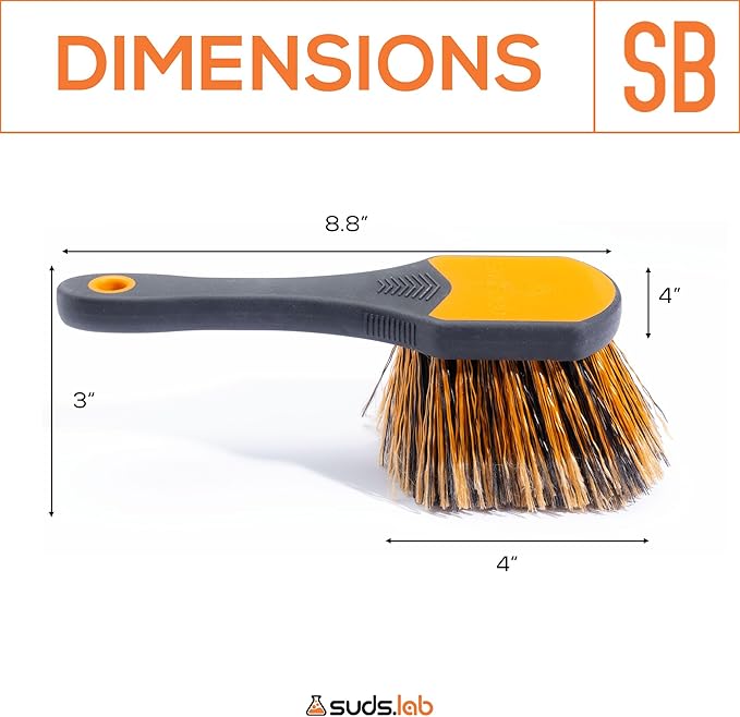 Suds Lab Wheel Spoke Brush Rubberized Handle Soft Bristle Car Detailing Wheel Brush, Rim, Wheel, Dust Cleaner Brush