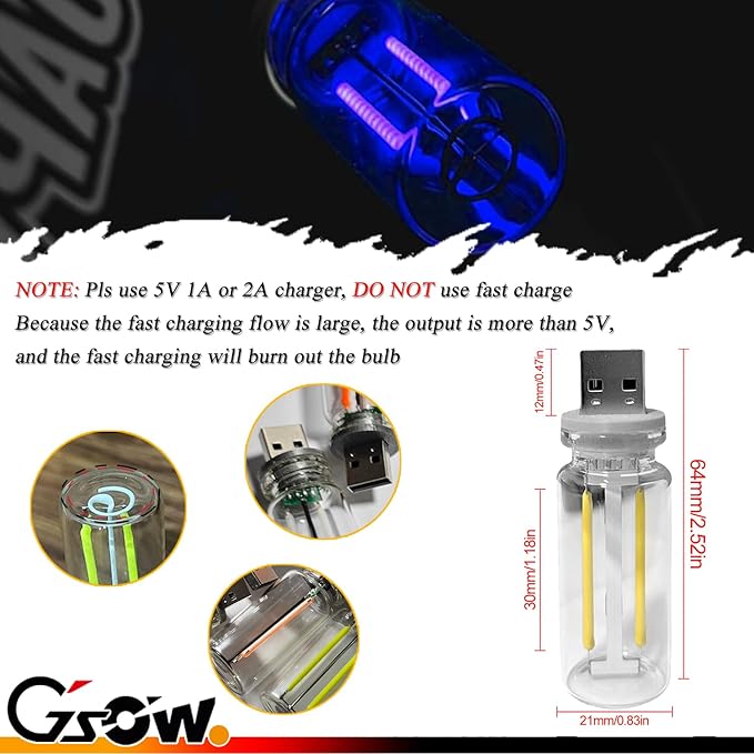 USB Car Light, Touch Control USB LED Car Interior Atmosphere Lights, Automotive Interface Plug in Night Lamps, Mini Lamp Camping Lights, Bedroom, Hallway - Blue