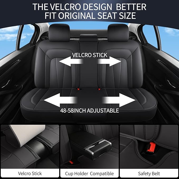Leather Car Seat Covers,Waterproof Seat Covers Full Set, Fit for Equinox Civic Sentra Tucson RAV4 Altima CX5 Camry Corolla Cruze Rogue CRV Accord,Blue Black