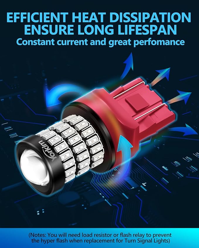 Yorkim Ultra Bright 7440 Led Bulb Red T20 7441 7443 7444 W21W Led Bulb for Backup Reverse Light, Break Light, Tail Light, Turn Signal Light Pack of 2 - Red