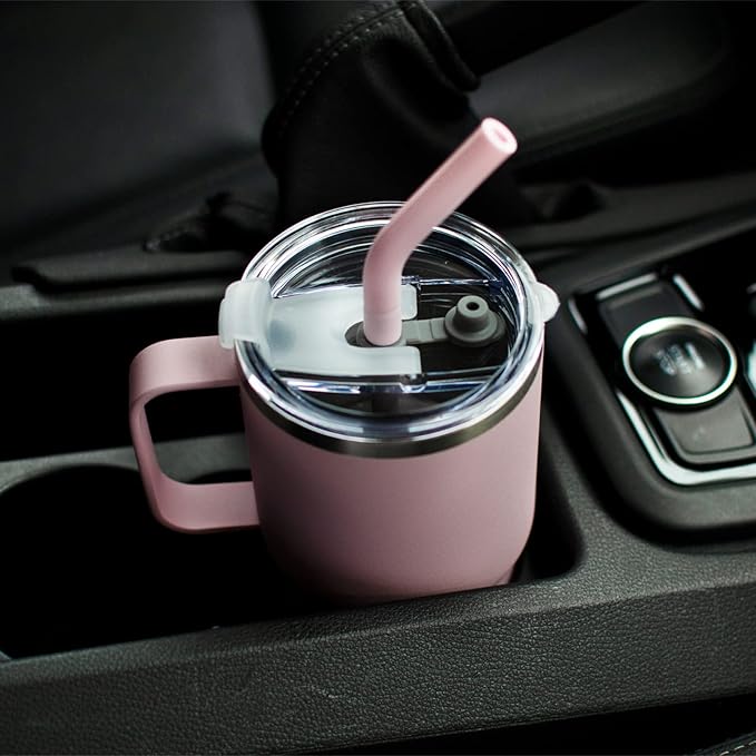Sursip 24 oz Insulated Cup with Handle, Double Wall Vacuum Stainless Steel Tumbler with Straw and 2 Lids, For Cold/Hot Drinks, Coffee Travel Mug for Car/Home/Office/Party/Camping (Red-1 Pack)