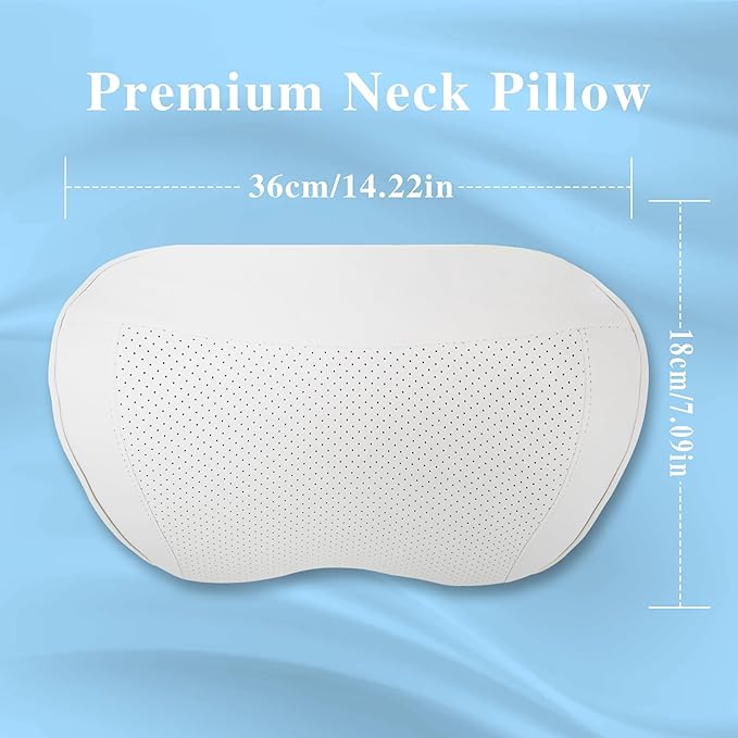 Car Headrest Pillow 100% Memory Foam, Breathable Removable Leather Cover, Premium Seat Support Head Neck Cushion for Driving Travel Home Office, White, 1 Pack