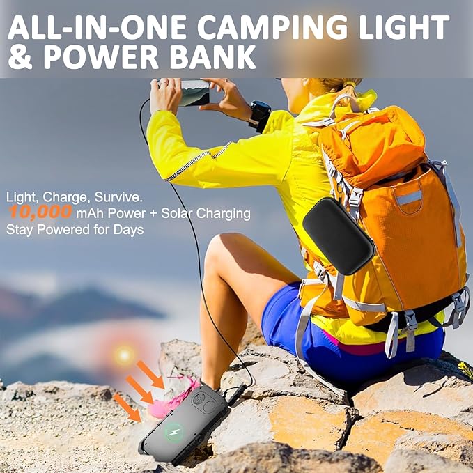 Camping Lantern LED Rechargeable - up to 120+ Hours, 10000mAh Portable Camping Lights with Redlight &12 Light Modes, LCD Display, Dimmable, Waterproof, Camping Lantern for Power Outages (2PCS)