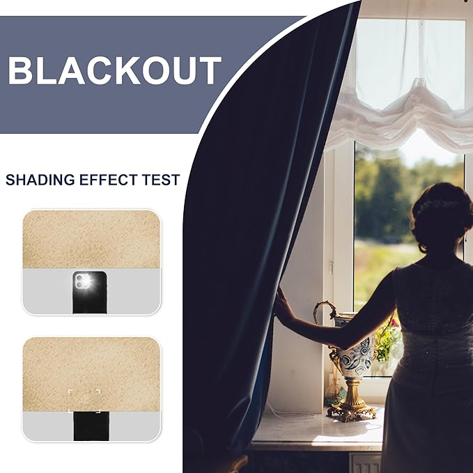 JIUZHEN Blackout Curtains for Bedroom - Thermal Insulated Noise Reducing Privacy Short Curtain for Living Room, Set of 2 Panels with Tiebacks, 38 x 45 inches Long,Light Beige