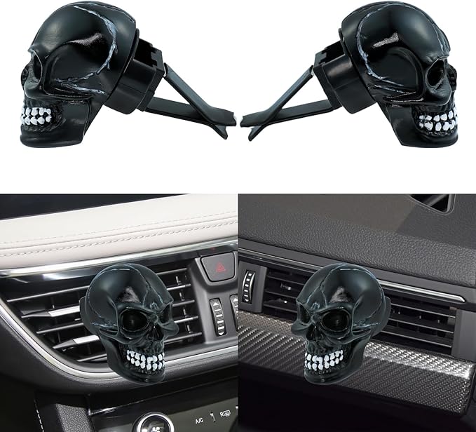Skull Car Air Fresheners Cute Cool Funny Air Conditioning Vent Perfume Diffuser Decoration Interior Car Accessories 2 pcs