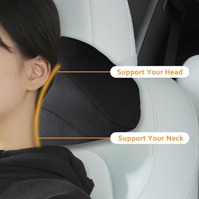 Soft car headrest for Model 3 Y S X Highland Juniper Accessories Complies with The Original OEM Factory Standards No Pressure no Odor Easy to Clean Pain Relief Car Neck Pillow 1pc Black