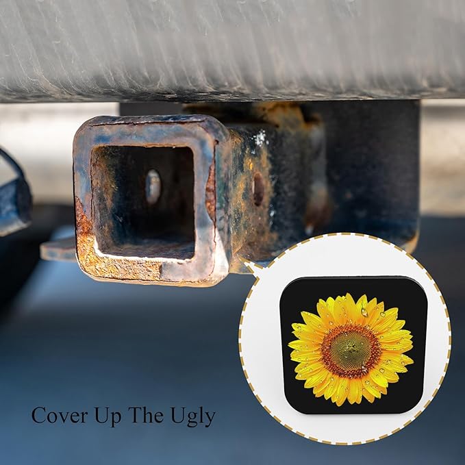 Sunflower Travel Towing Hitch Plug Covers Yellow Flower with Petals Autumnal Floral Hitch Tube Cover 2 Inch Square Hitch Box Cover Trailer Hitch Cap for Trucks SUV Cars