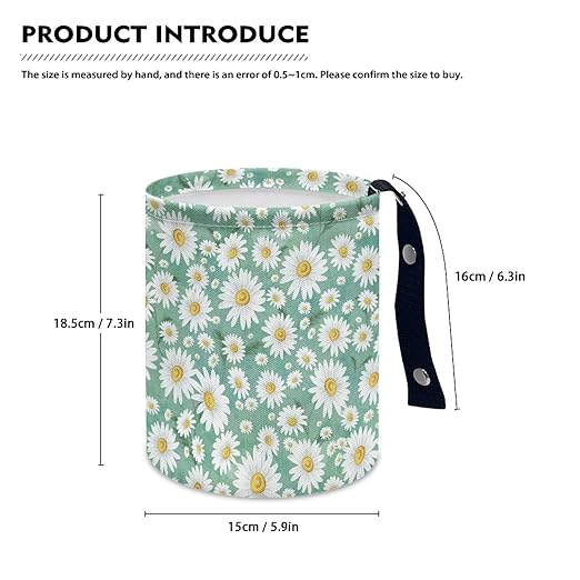 Daisy Cute Collapsible Portable Trash Can for Car Front Seat, Back Seat, Floor, Headrest Rubbish Bin