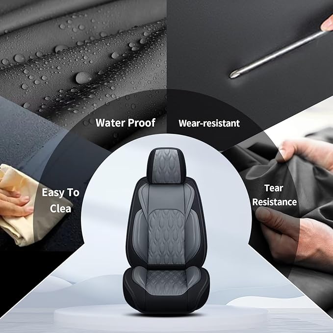 Seat Covers Fit for Nissan Frontier 2009-2024 2025 Full Set,Faux Leather Car Seat Cover Waterproof for Frontier Vehicle Automotive Cushion (5 Seats,Black&Dark Grey)