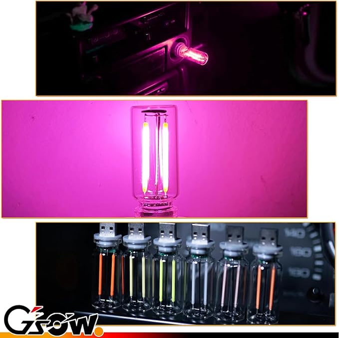 USB Car Light, Touch Control USB LED Car Interior Atmosphere Light, Automotive Interface Plug in Night Lamps, Mini Lamp Camping Lights, Bedroom, Hallway - Pink