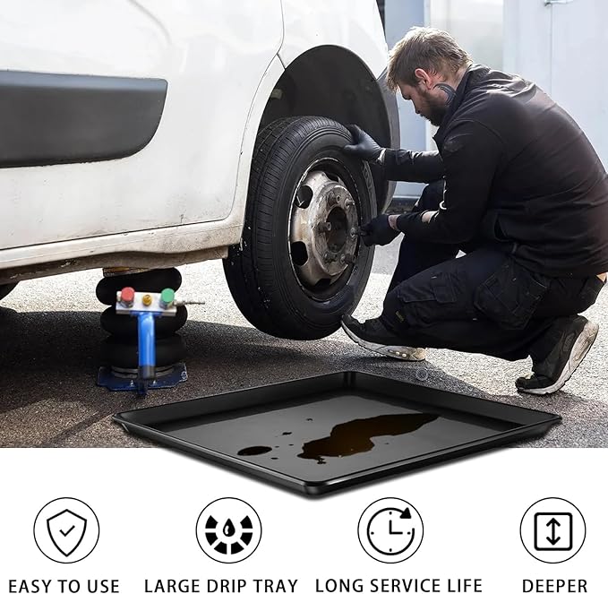 3 Pcs Extra Large Oil Drip Pan, 35.4×24×1.6Inches Oil Drain Pan for Under Car,Plastic Oil Drip Tray for Garage, Fridges, Washing Machines, Cat Litter Box,Keeps Floors Safe & Clean
