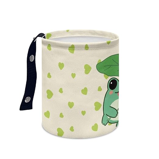 Cute Frog with Green Heart Collapsible Accessories Trash Can Car Trash Bin Car Trash Can Bags Universal Garbage Bin Decoration Car Interior for Car SUV Trucks