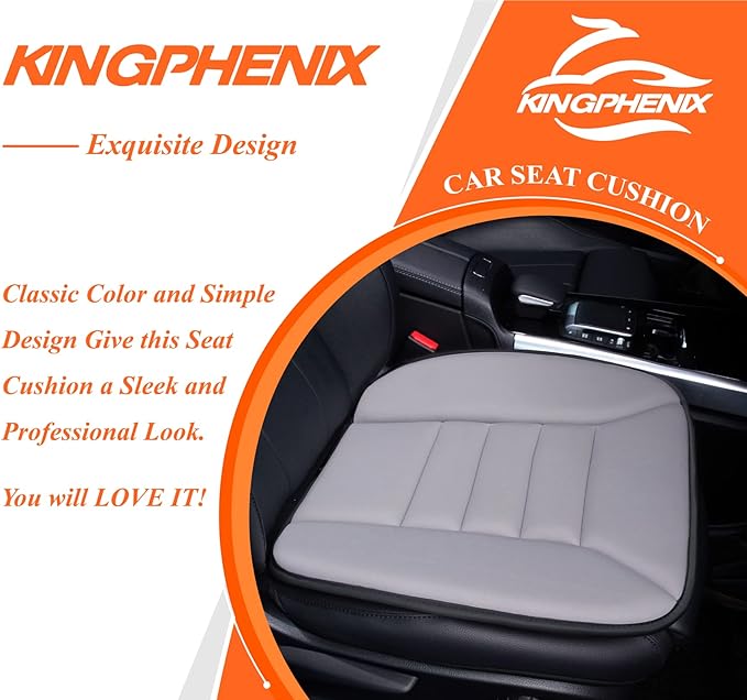 kingphenix Car Seat Cushion with 1.2inch Comfort Memory Foam, Seat Cushion for Car and Office Chair (Gray)